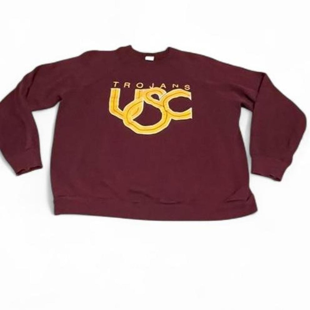Vintage 90s USC Trojans burgundy long sleeve shirt with yellow USC logo